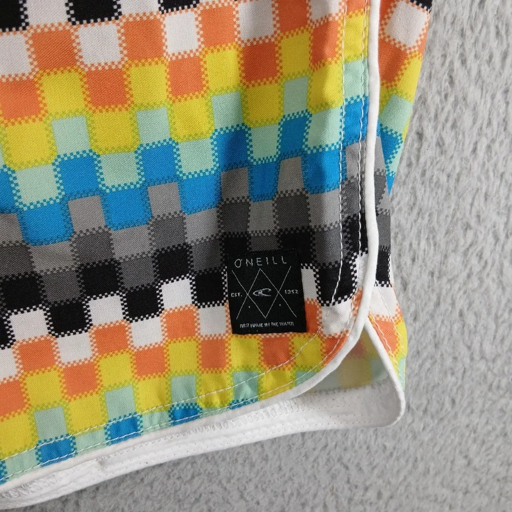 O'Neill Boardshorts‎ Mens 38 Multi-color Checkered Swim Trunks EUC